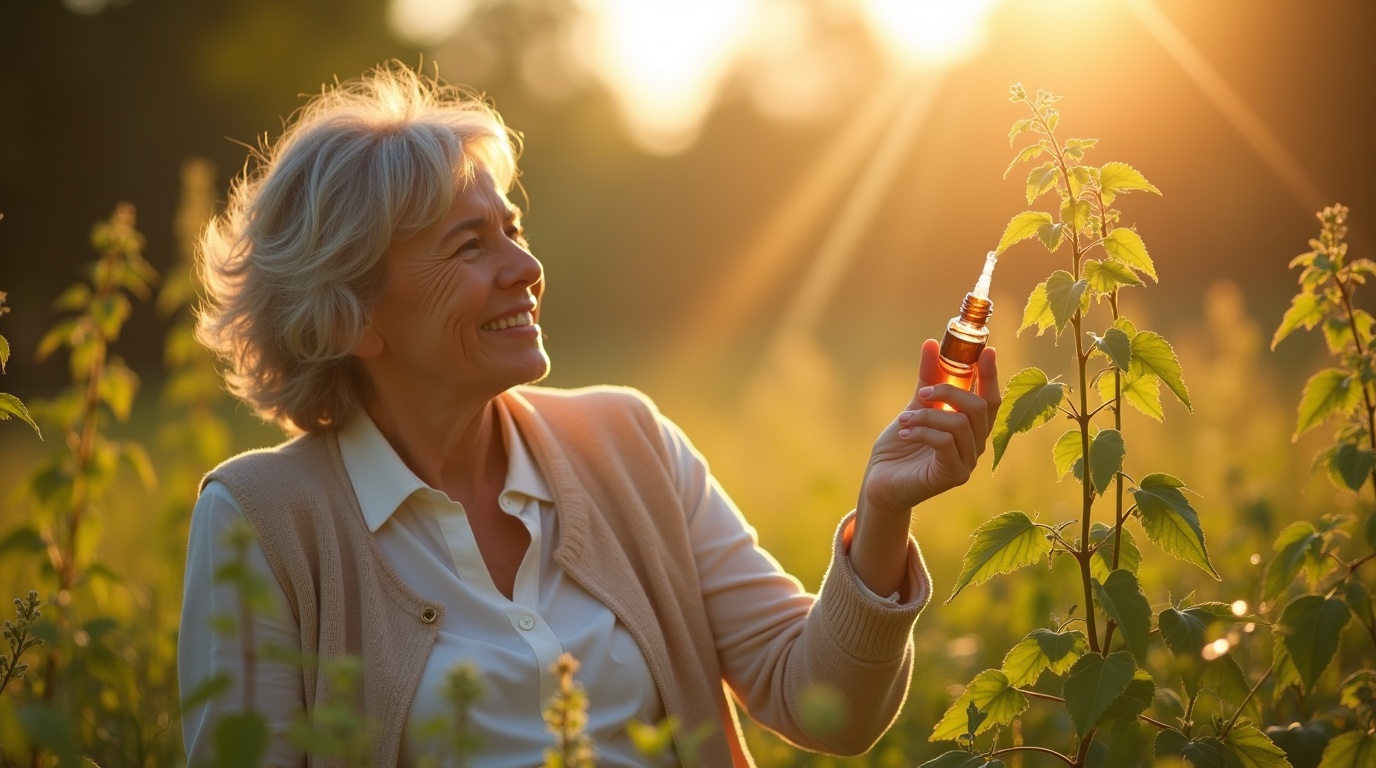 Personne utilisant de la boswellia pour soulager ses douleurs articulaires dans une nature sereine